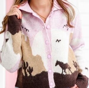 TAELYNN Western-Inspo Cardigan/Sweater, NWOT, S, STUNNING🩷🐴🤎🌵🤍